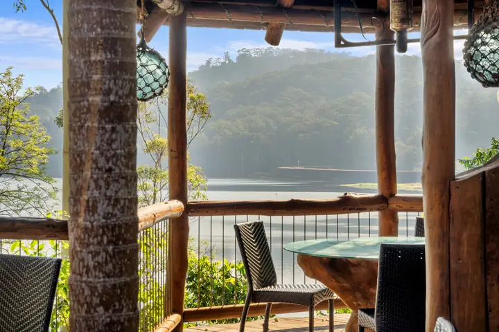 Dining on the Deck, the open-air restaurant above Lake Baroon